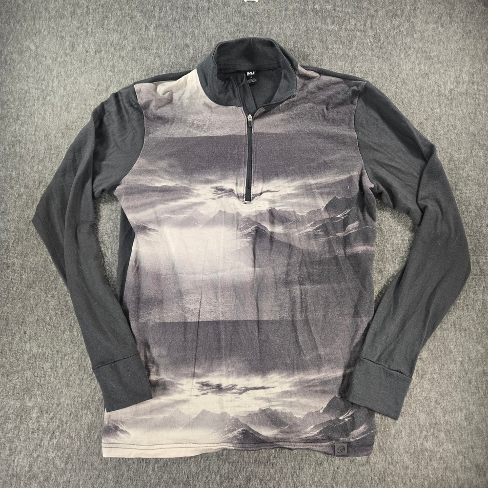 Helly Hansen Lifa Merino‎ Wool 1/4 Zip Base Layer Mens M Gray Midweight Pullover